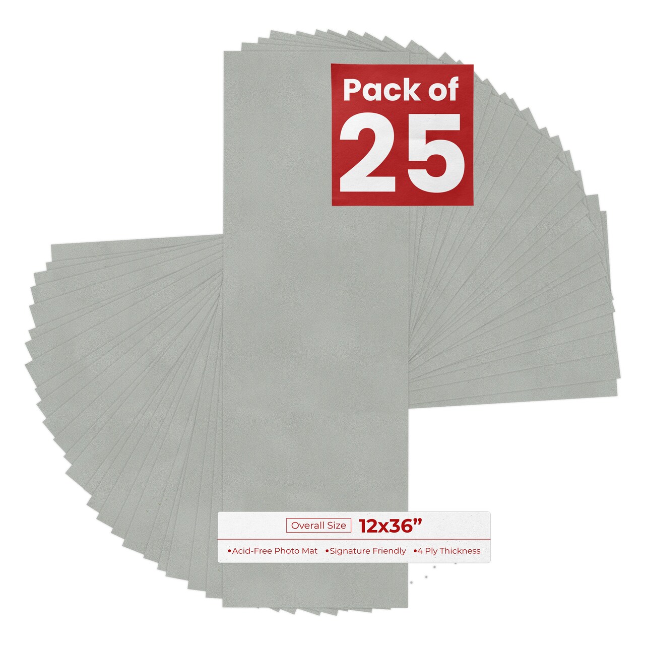 Light Grey Suede 12x36 Uncut Mat Board - Blank Sheets, No Opening